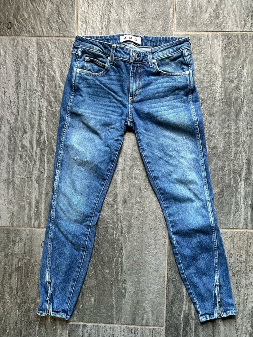 AMO Twist Zip Jeans in Sapphire Size 27 — Made in USA